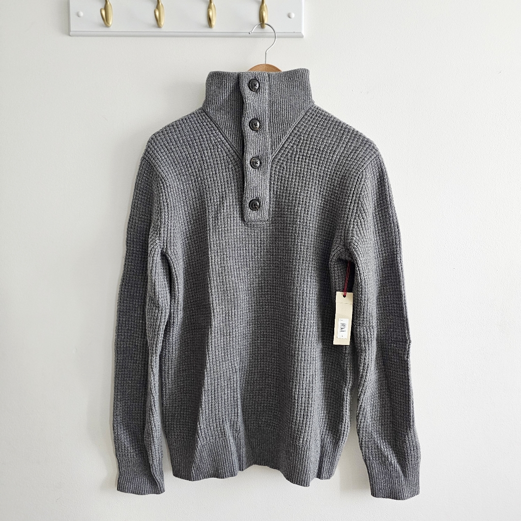 Banana Republic Italian Merino Extra Fine Wool Knit Button Up Sweater Men Size L